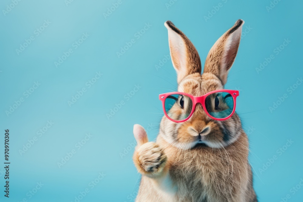 A rabbit wearing glasses and giving a thumbs up, generative ai image A rabbit wearing glasses and giving a thumbs up, generative ai image
