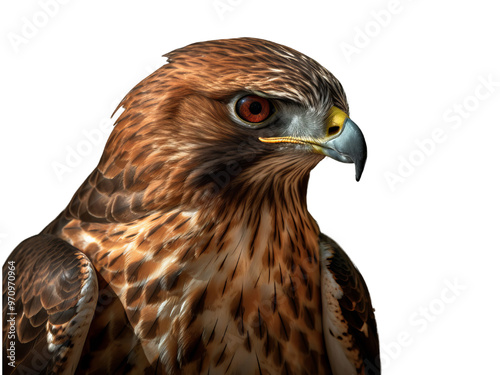 Realistic Red-tailed Hawk image on transparent background. Ai generated.