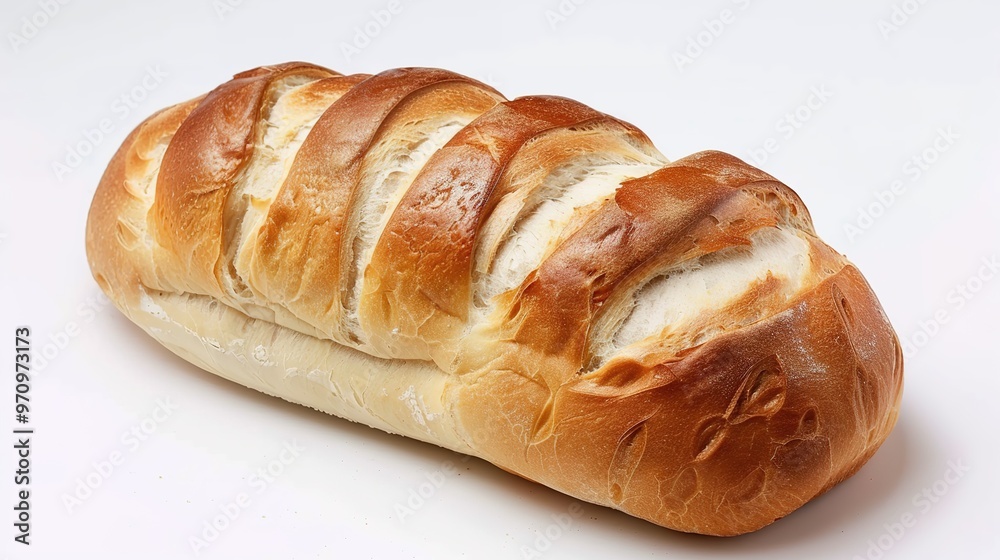 An isolated bread is presented on a clean and pure white background. The bread has a golden - brown crust that gives it an inviting look. There might be some visible texture on the surface, perhaps fr An isolated bread is presented on a clean and pure white background. The bread has a golden - brown crust that gives it an inviting look. There might be some visible texture on the surface, perhaps fr