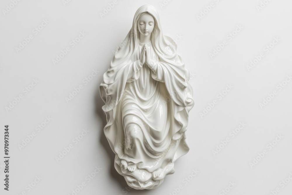 Delicate Porcelain Virgin Mary Statue: Christian Figurine Delicate Porcelain Virgin Mary Statue: Christian Figurine