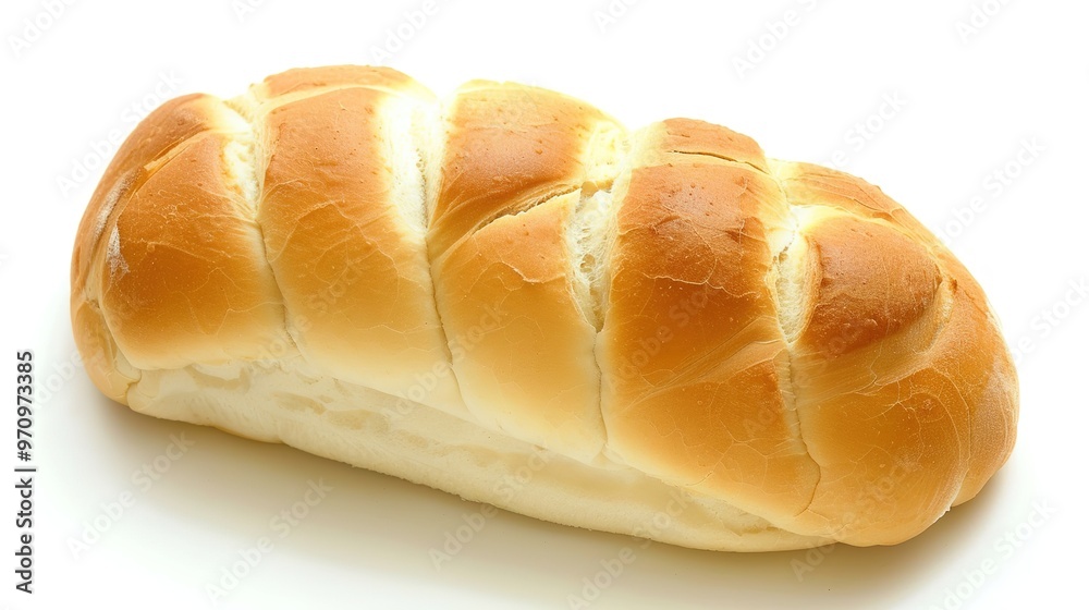 An isolated bread is presented on a clean and pure white background. The bread has a golden - brown crust that gives it an inviting look. There might be some visible texture on the surface, perhaps fr An isolated bread is presented on a clean and pure white background. The bread has a golden - brown crust that gives it an inviting look. There might be some visible texture on the surface, perhaps fr