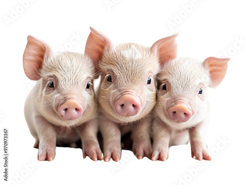 Realistic baby Pigs image on transparent background. Ai generated.
