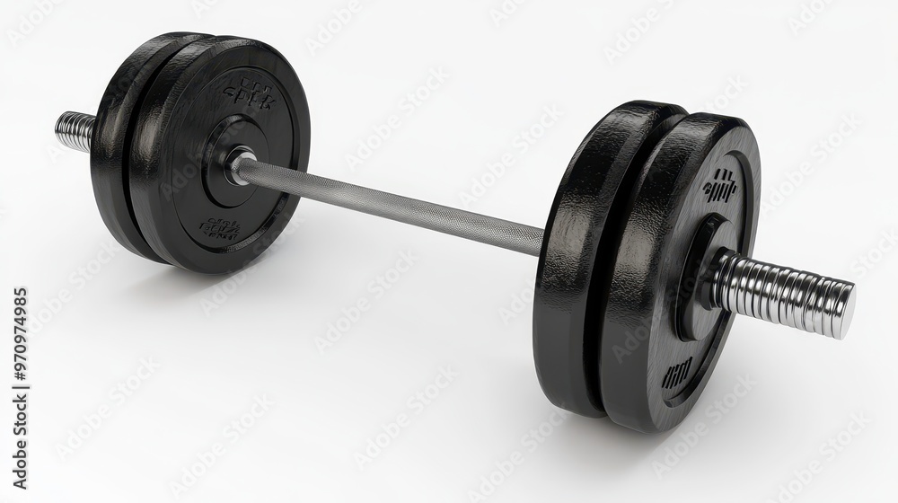 Naklejka premium Weightlifting barbell clipart, element, 3D illustration, realistic, isolated on white background