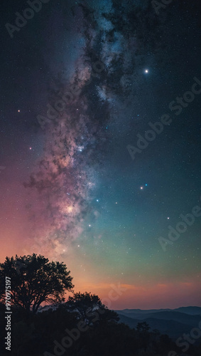 A dreamy night sky filled with glowing stars