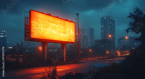 “Blank Billboard on the Side of an Urban Road at Night” 