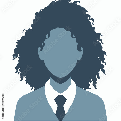 Profile avatar of business professional with curly hair and suit