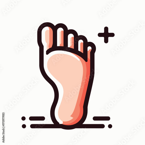 Colorful foot illustration with plus sign for healthcare and wellness