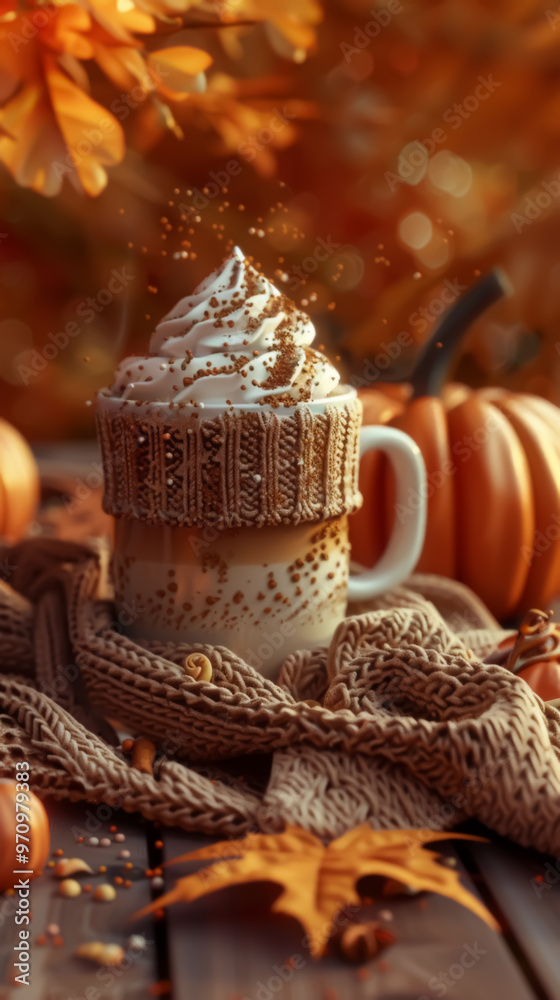 Whipped Cream Topped Latte in a Cozy Knit Sweater Mug Whipped Cream Topped Latte in a Cozy Knit Sweater Mug