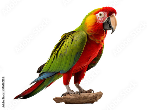 Realistic Parrot image on transparent background. Ai generated.