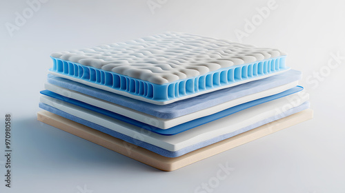 cross-section image of the orthopedic mattress, with layers of foam, cooling gel, and supportive base materials highlighted