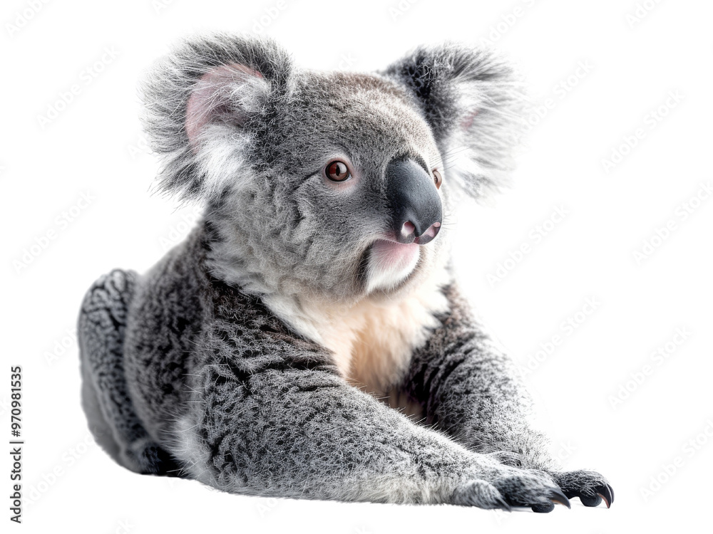 Fototapeta premium Realistic Koala image on transparent background. Ai generated.