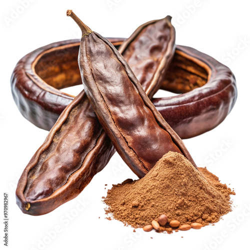 Wallpaper Mural Carob pod and carob powder Isolated on transparent background. Torontodigital.ca