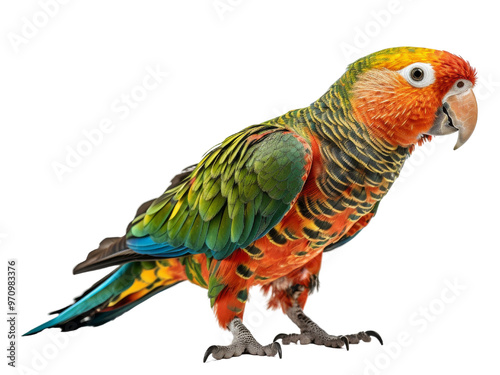 Realistic Parrot image on transparent background. Ai generated.