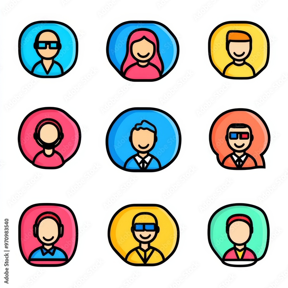 Set of colorful avatars of men and women Set of colorful avatars of men and women