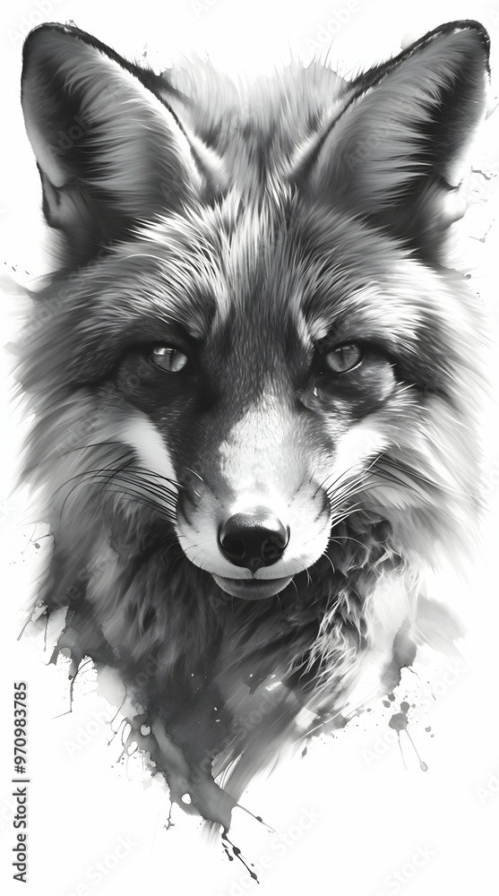 Fototapeta premium Fox in black and white background