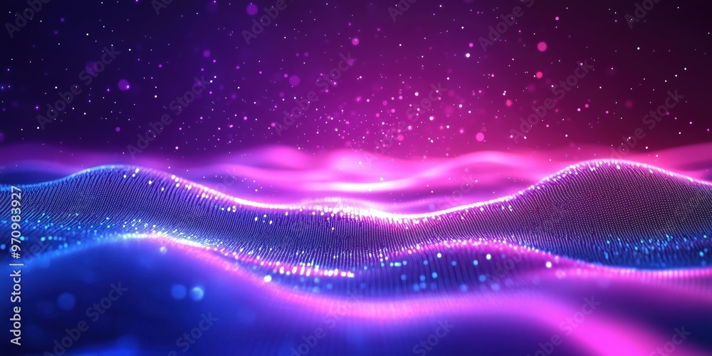 Abstract digital art featuring glowing pink and purple waves of light with dotted textures, perfect for tech, futuristic, and digital art backgrounds, Abstract digital art featuring glowing pink and purple waves of light with dotted textures, perfect for tech, futuristic, and digital art backgrounds,