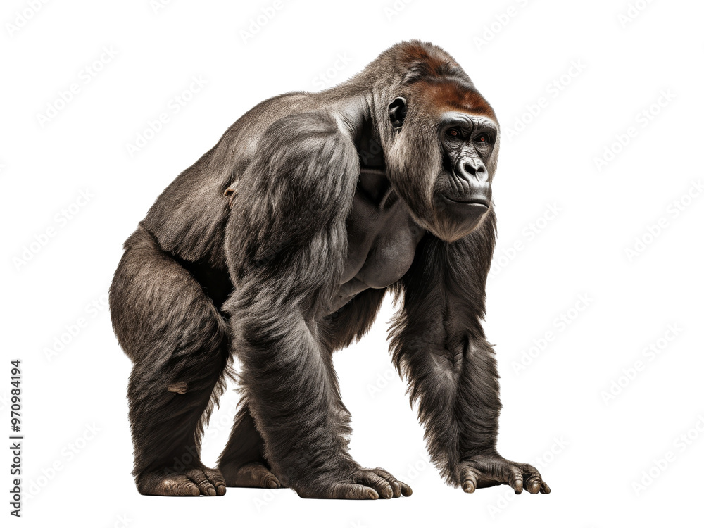 Fototapeta premium Realistic Realistic gorilla image on transparent background. Ai generated. image on transparent background. Ai generated.