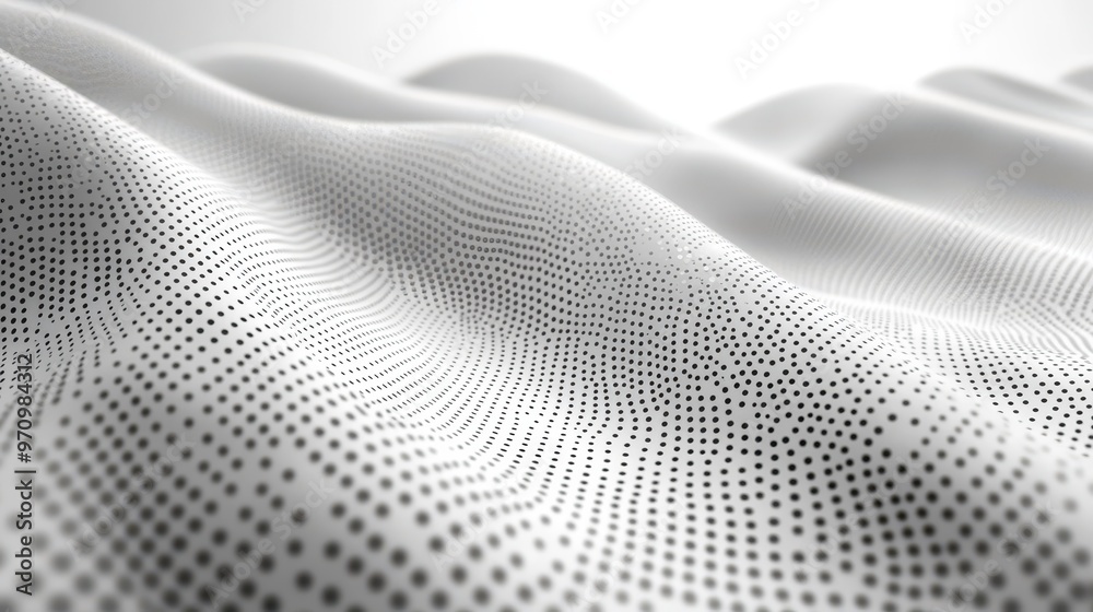 Abstract White Fabric with Black Dots Creating a Wavy Texture and Soft Background Abstract White Fabric with Black Dots Creating a Wavy Texture and Soft Background