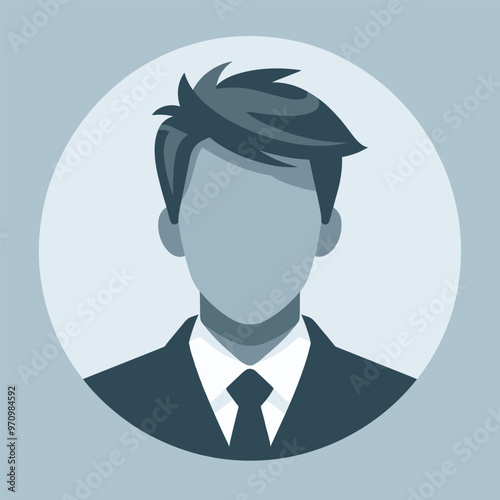 Abstract male avatar icon in business suit for professional profile