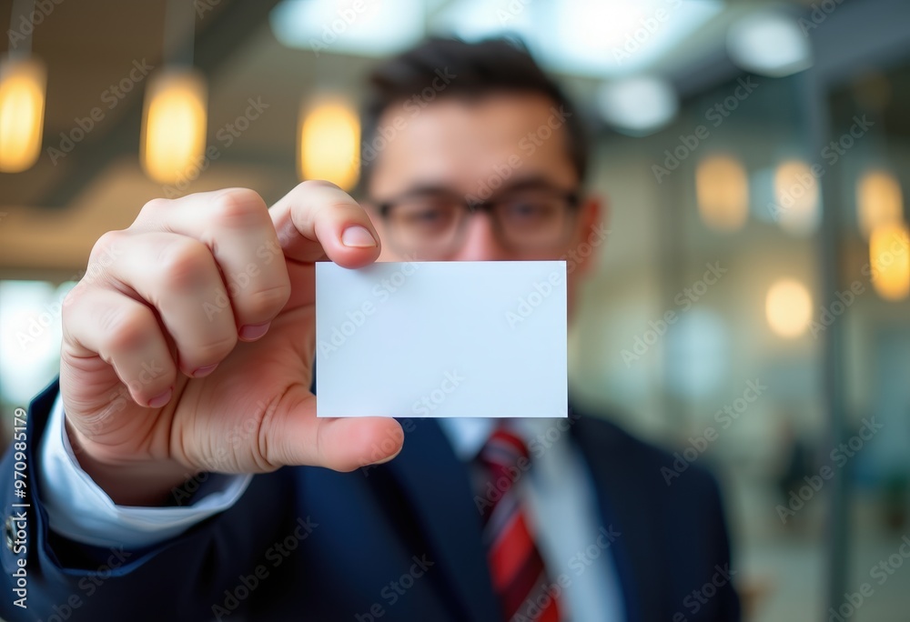 businessman holding blank business card businessman holding blank business card
