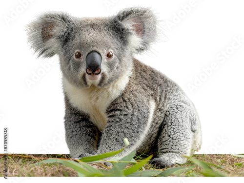 Realistic koala image on transparent background. Ai generated.