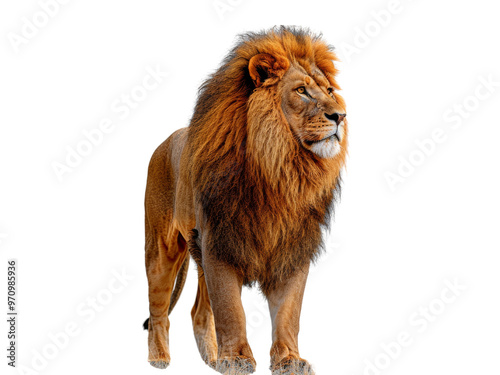 Realistic lion image on transparent background. Ai generated.