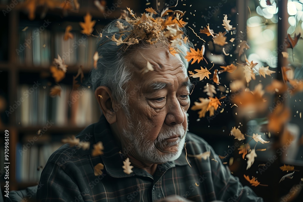 senior man losing his memory due to mental illnesses such as Alzheimer s disease senior man losing his memory due to mental illnesses such as Alzheimer s disease