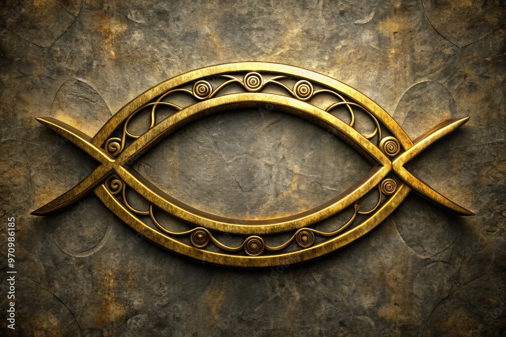 Fish Christogram An ancient Christian symbol, the ichthys fish, rendered in elegant ...