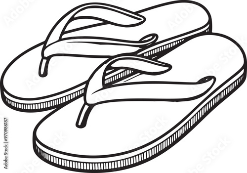 A flip-flop sandal lineart illustration