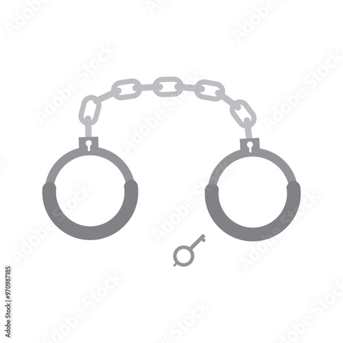 Handcuff vector black icon police prison illustration. Handcuffs arrest icon jail cuffs