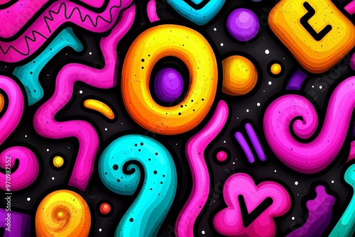 Abstract Colorful Doodle Pattern