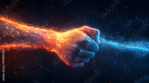 Cosmic Hands Reaching Out, Intertwined in a Starry Galaxy, Abstract 4k Background Animation