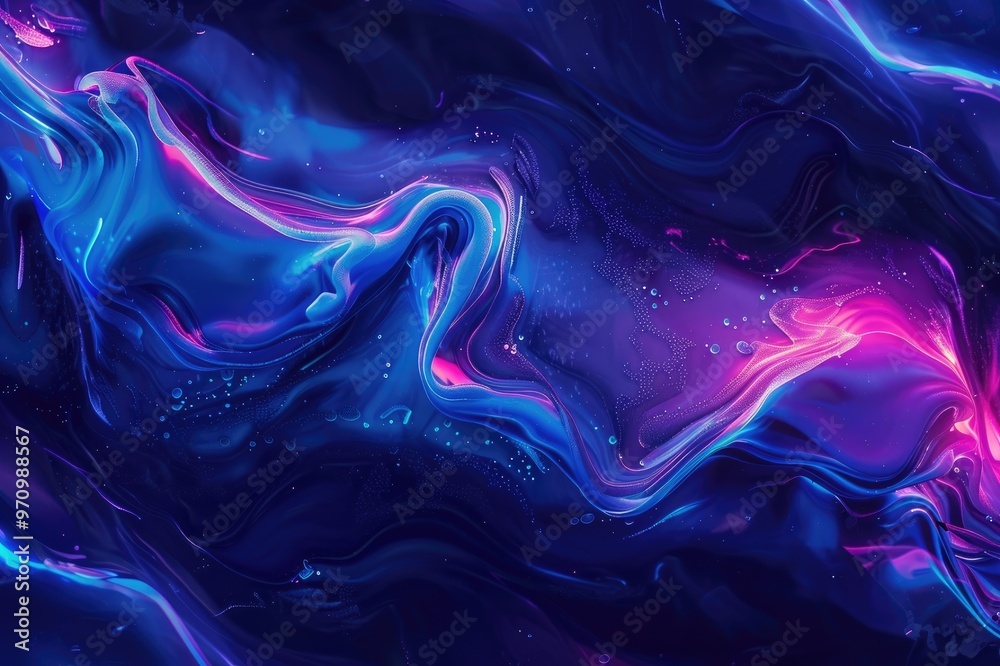 Abstract blue and purple liquid wavy shapes futuristic banner. Glowing retro waves vector background Abstract blue and purple liquid wavy shapes futuristic banner. Glowing retro waves vector background