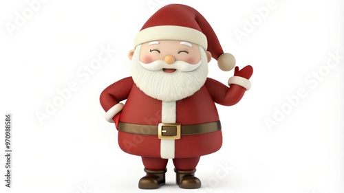 Cheerful 3D Cartoon Santa Claus Waving