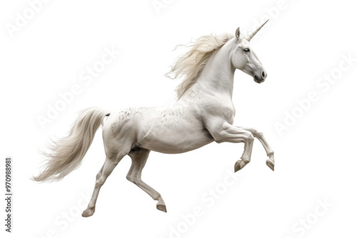Realistic Unicorn image with a transparent background. Ai generated.