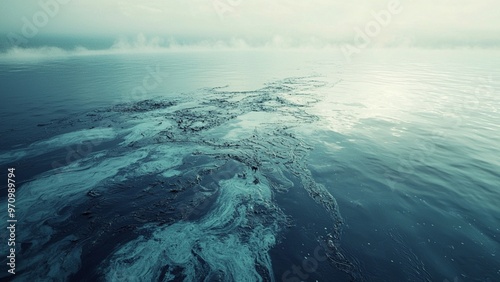 oil spill in the ocean, highlighting pollution’s impact on biodiversity.