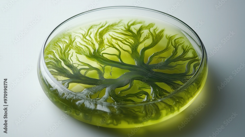 Obraz premium Abstract nature-inspired green petri dish design for scientific and artistic purposes