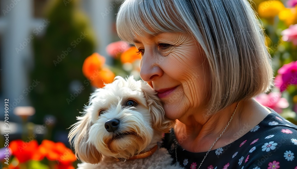 Happy Senior with Dog Licking Their Face - Elderly Person Bonding with Pet in Heartwarming Moment