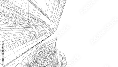 abstract buildings, architectural drawing 3d