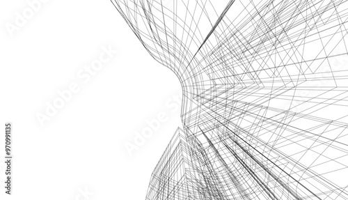 abstract buildings, architectural drawing 3d