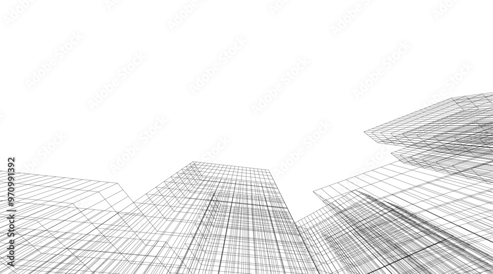 abstract buildings, architectural drawing 3d abstract buildings, architectural drawing 3d
