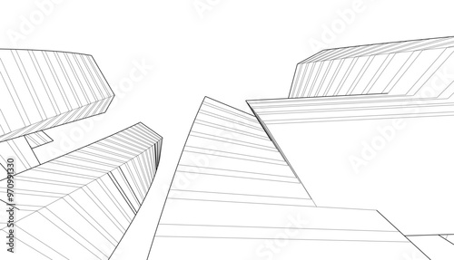 abstract buildings, architectural drawing 3d