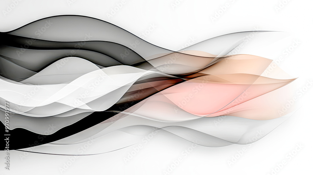 Fototapeta premium Abstract flow of colors A visually captivating background featuring smooth fluid forms in pastel shades blending seamlessly to create a soft and modern design