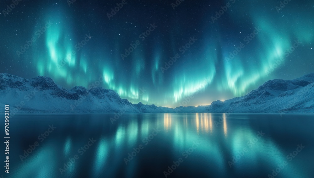 Aurora Borealis Reflecting on a Still Lake Aurora Borealis Reflecting on a Still Lake
