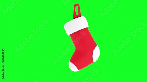 3D Christmas stocking on a bright green background