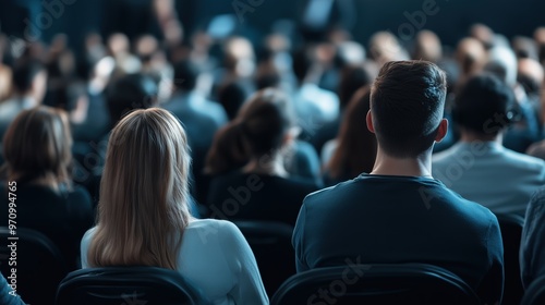 Captivated audience in conference hall - keynote speech on professional development