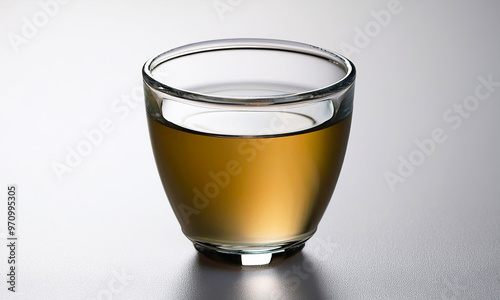 A glass of sake on a white background