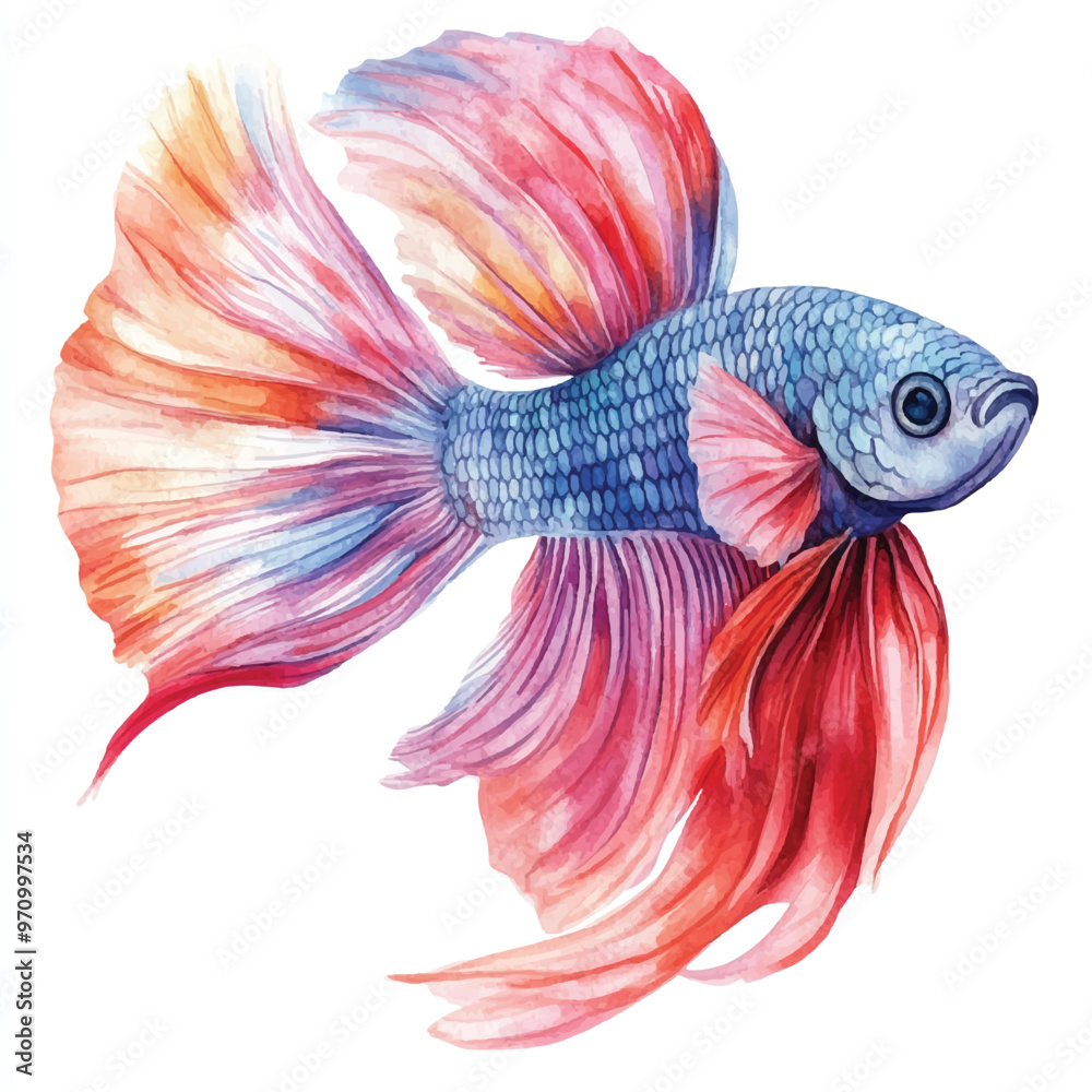 Fototapeta premium cute Betta Fish watercolor clipart illustration isolated