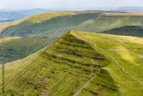 Hiking trail leading to the summit of Cribyn in the Brecon Beacons photo