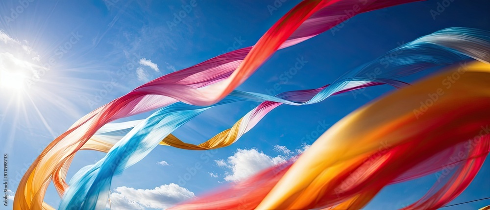 Fototapeta premium Colorful Fabric Flowing in the Wind